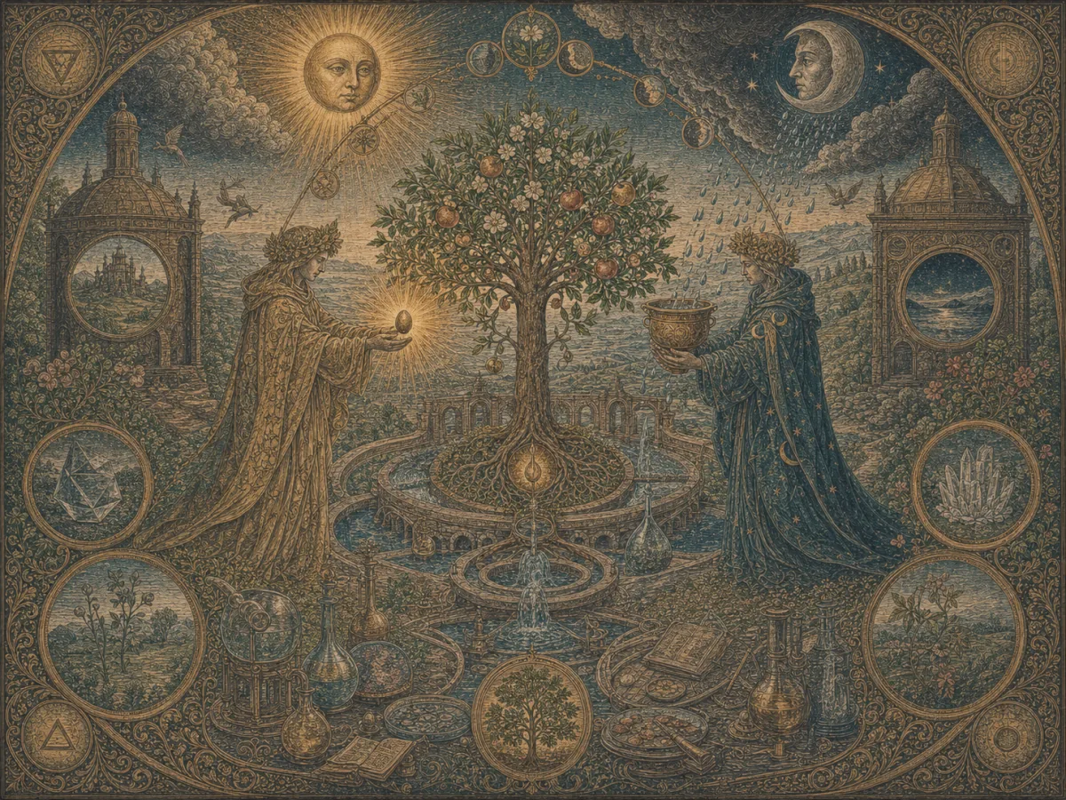 Complementary projective and receptive forces meet through seed, vessel, structure, and growth