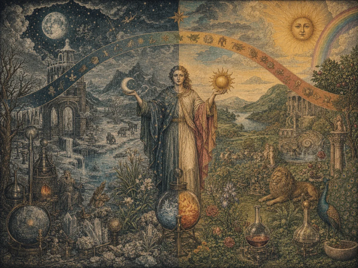 A connected continuum joins light and darkness, heat and cold, sun and moon